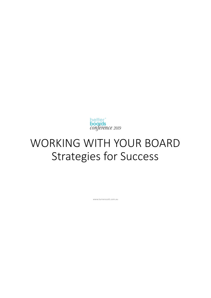 working with your board strategies for success