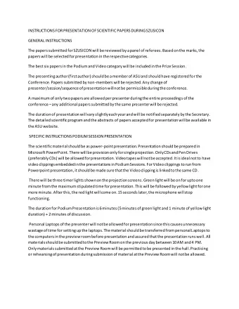INSTRUCTIONS FOR PRESENTATION OF SCIENTIFIC PAPERS DURING SZUSICON  GENERAL INSTRUCTIONS  The