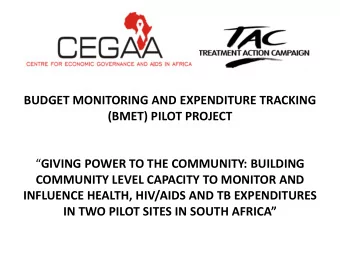 (BMET) PILOT PROJECT  GIVING POWER TO THE COMMUNITY: BUILDING  COMMUNITY LEVEL CAPACITY TO