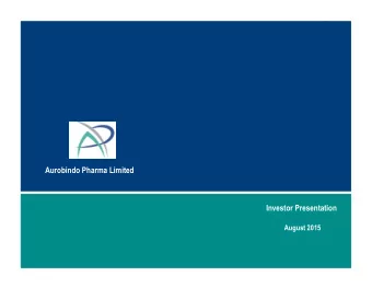 Investor Presentation    May 2015