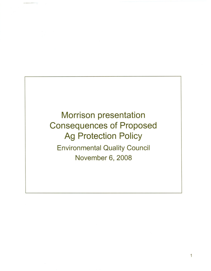 morrison presentation consequences of proposed ag