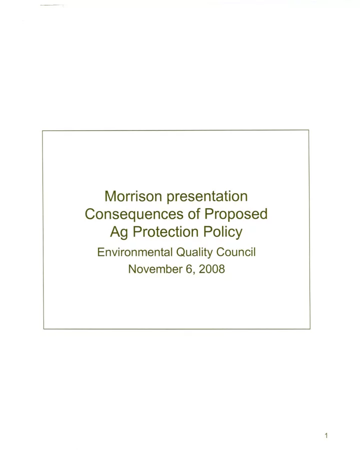 morrison presentation consequences of proposed ag