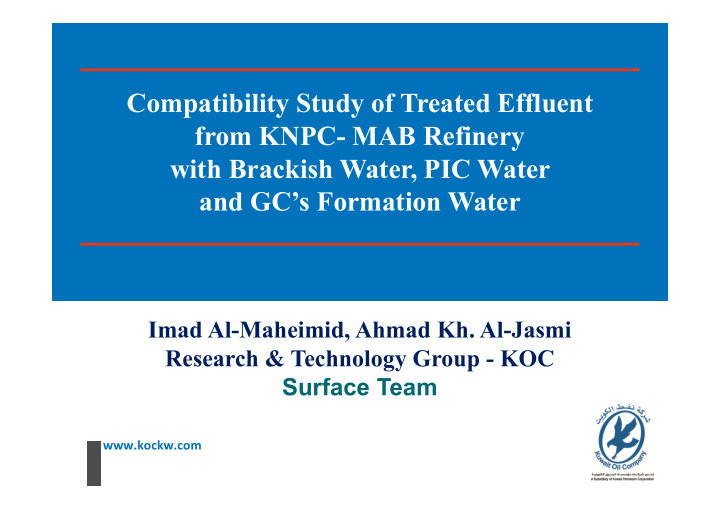 compatibility study of treated effluent from knpc mab