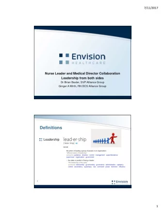 Definitions  Leadership  2  1  7/11/2017  Definitions  Management  3  4  2  7/11/2017  Definitions