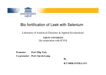 Bio fortification of Leek with Selenium  Laboratory of Analytical Chemistry &amp; Applied