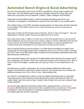 Automated Search Engine &amp; Social Advertising  Pay Per Click advertising, (also known as PPC) is