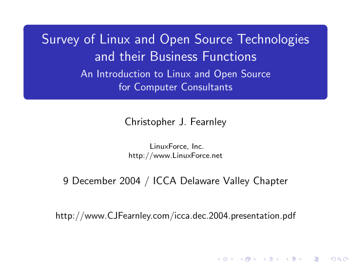 survey of linux and open source technologies and their