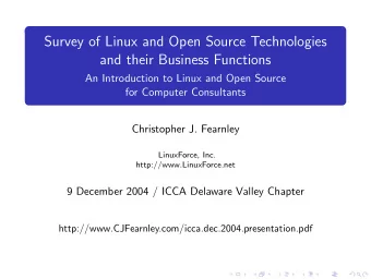 Survey of Linux and Open Source Technologies  and their Business Functions  An Introduction to