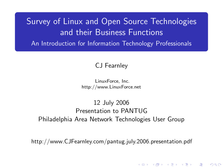 survey of linux and open source technologies and their