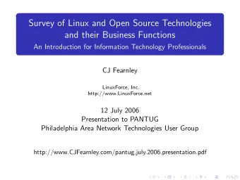 Survey of Linux and Open Source Technologies  and their Business Functions  An Introduction for