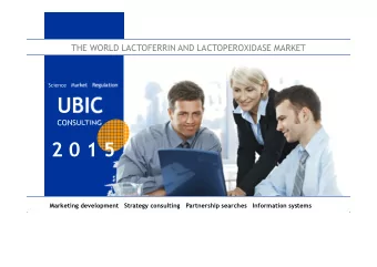 UBIC  CONSULTING  2 0 1 5  Marketing development   Strategy consulting   Partnership searches