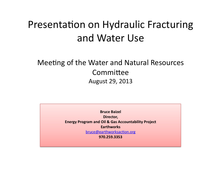 presenta on on hydraulic fracturing
