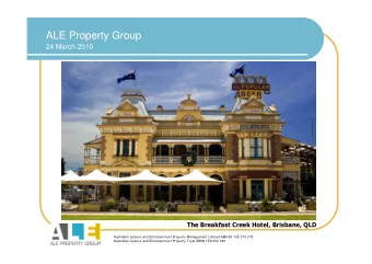 ALE Property Group  24 March 2010  The Breakfast Creek Hotel, Brisbane, QLD  Australian Leisure and