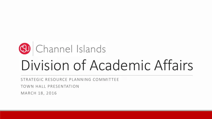 division of academic affairs