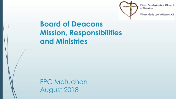 board of deacons mission responsibilities and ministries
