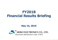 fy2018 financial results briefing
