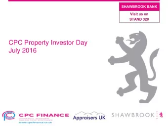 CPC Property Investor Day  July 2016 Tax environment  N.B.  - Wear &amp; tear  - Capital Gains