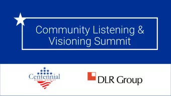 Community Listening &amp;  Visioning Summit  Agenda 6:30 Centennial Facts 6:35 Welcome 6:40