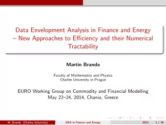 Data Envelopment Analysis in Finance and Energy   New Approaches to Efficiency and their