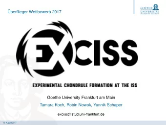 Goethe University Frankfurt am Main  Tamara Koch, Robin Nowok, Yannik Schaper