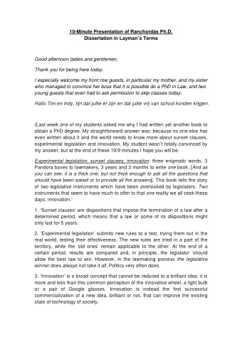 10-Minute Presentation of Ranchords Ph.D.  Dissertation in Laymans Terms  Good afternoon