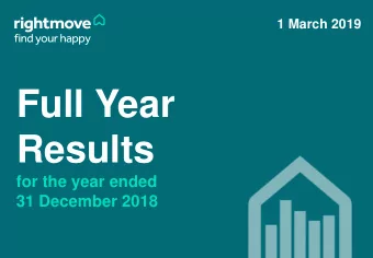 Full Year  Results  for the year ended  31 December 2018  Disclaimer This presentation has been