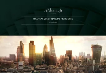 FULL YEAR 2019 FINANCIAL HIGHLIGHTS  25 March 2020  Disclaimer This presentation (the