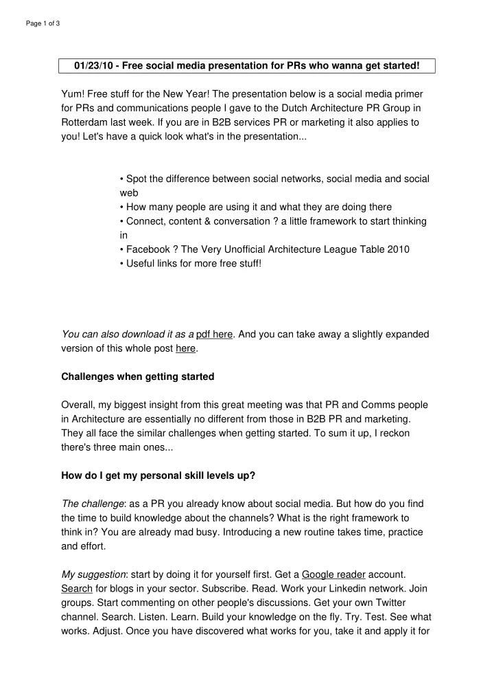 01 23 10 free social media presentation for prs who wanna