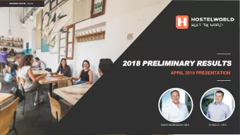 2018 PRELIMINARY RESULTS  APRIL 2019 PRESENTATION  TJ KELLY, CFO  GARY MORRISON, CEO  DISCLAIMER