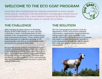 WELCOME TO THE ECO GOAT PROGRAM    c  Goats have been multiplying and roaming unchecked on