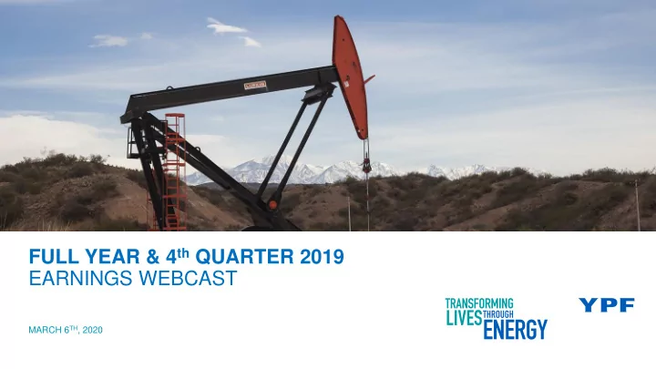 full year 4 th quarter 2019 earnings webcast