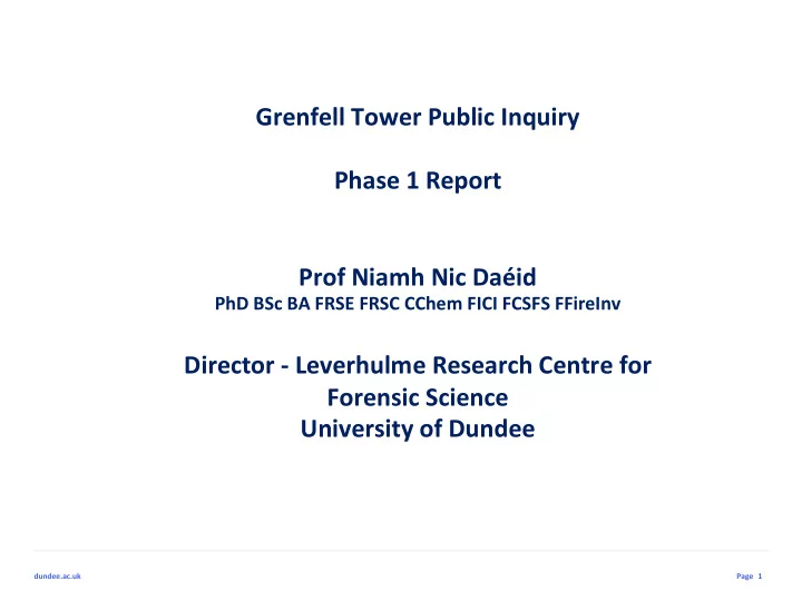 grenfell tower public inquiry phase 1 report prof niamh