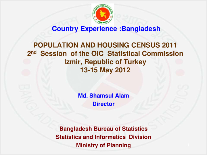 2 nd session of the oic statistical commission