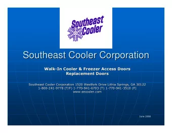 Southeast Cooler Corporation  Southeast Cooler Corporation