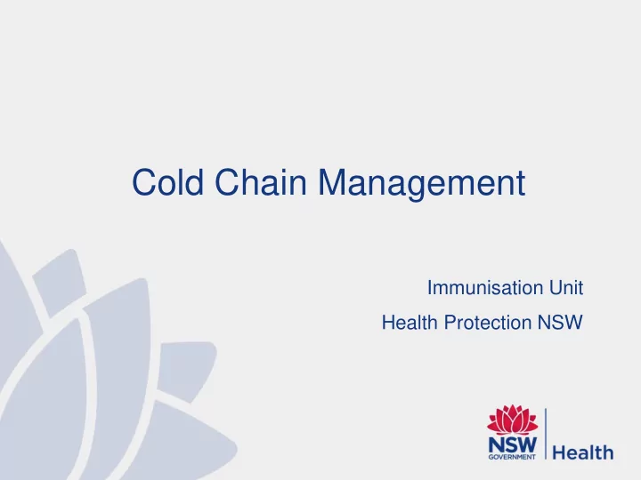 cold chain management