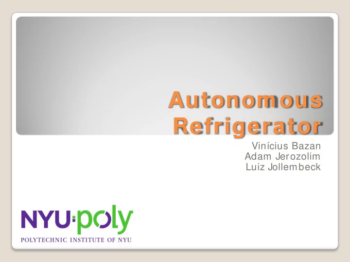 autonom ous refrigerator