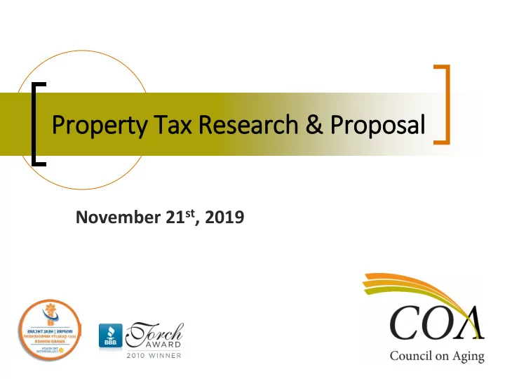 prop operty t tax r res esearch ch prop oposal