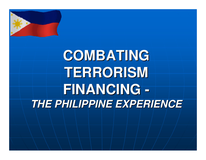 combating combating terrorism terrorism financing