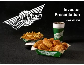 Investor  Investor  Presentation  Presentation  JANUARY 2017  JANUARY 2017  FORWARD-LOOKING