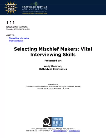 Selecting Mischief Makers: Vital  Selecting Mischief Makers: Vital  Interviewing Skills