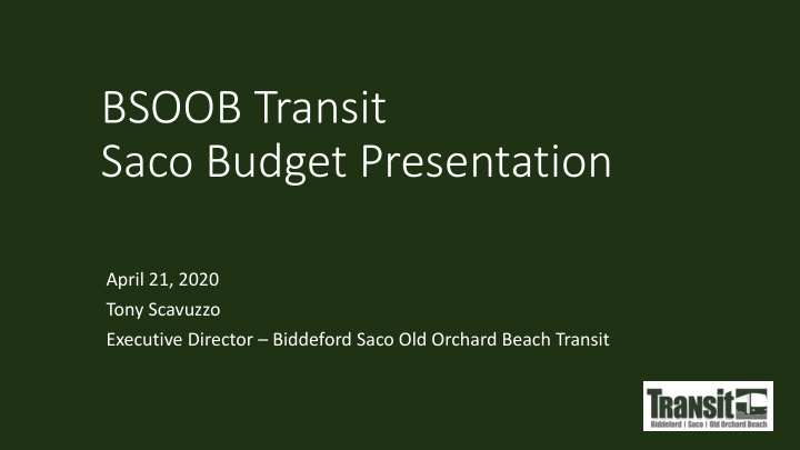 bsoob transit saco budget presentation