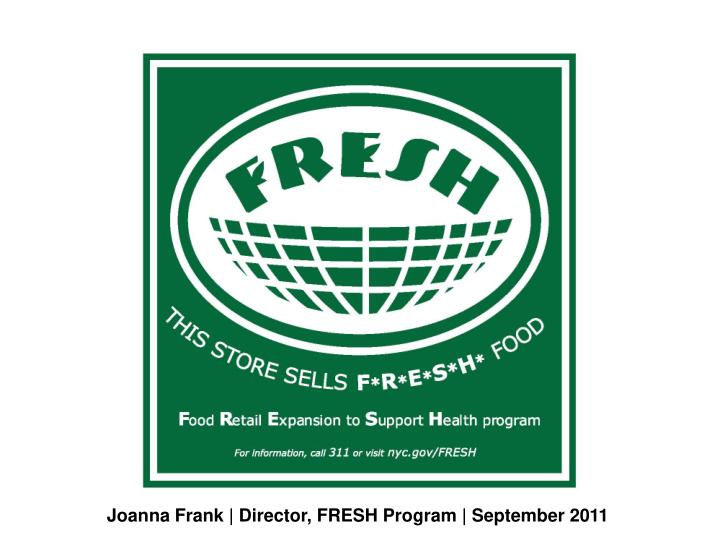 joanna frank director fresh program september 2011