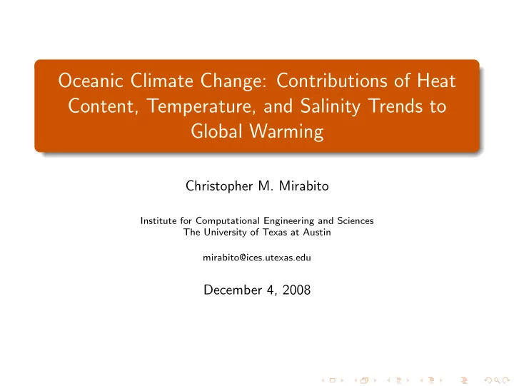 oceanic climate change contributions of heat content