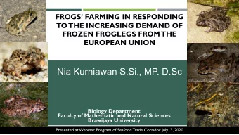 Nia Kurniawan S.Si., MP. D.Sc  Biology Department  Faculty of Mathematic and Natural Sciences