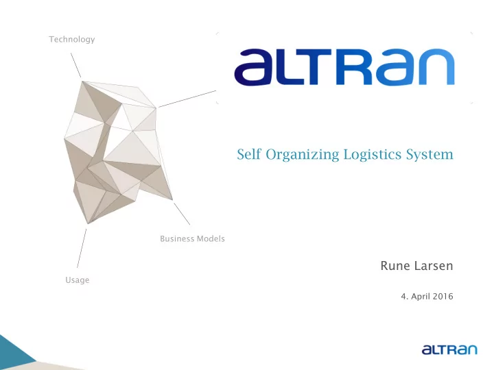 self organizing logistics system