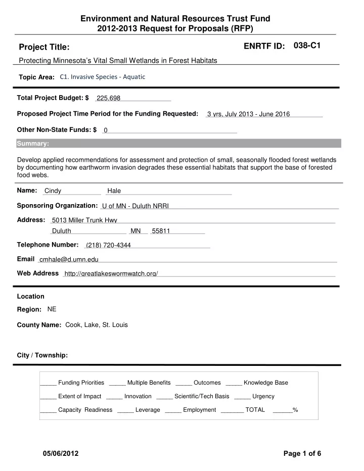 environment and natural resources trust fund 2012 2013