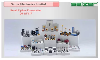 Salzer Electronics Limited  Result Update Presentation  Q4 &amp;FY17  Disclaimer This presentation