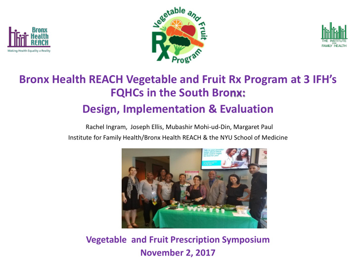 vegetable and fruit prescription symposium november 2
