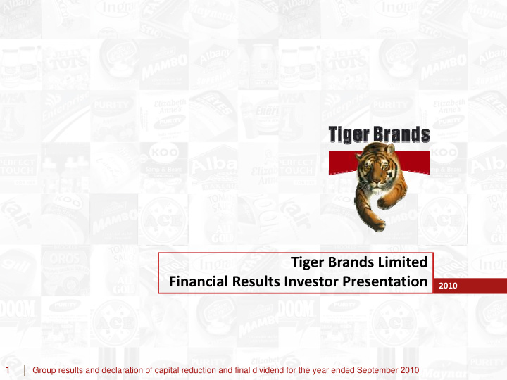 tiger brands limited financial results investor