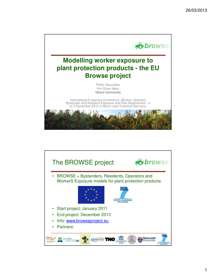modelling worker exposure to plant protection products